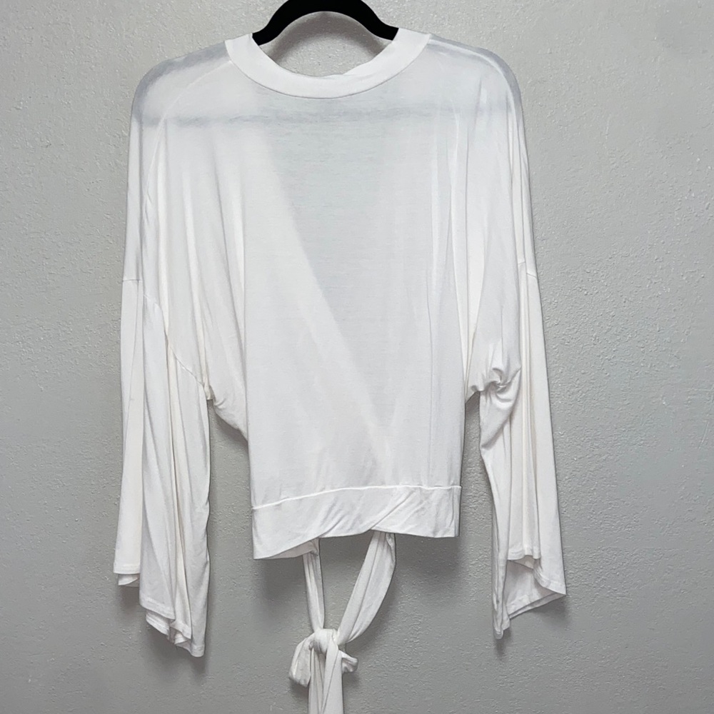 Boston Proper White Plunging V-neck Wrap Tie-Front Ballerinacore Blouse 3695 - Picture 5 of 9